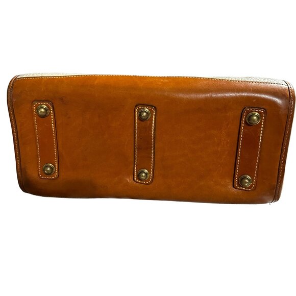 VTG Dooney & Bourke tan pebble leather brown leather trim purse NO LONG STRAP - Picture 3 of 11